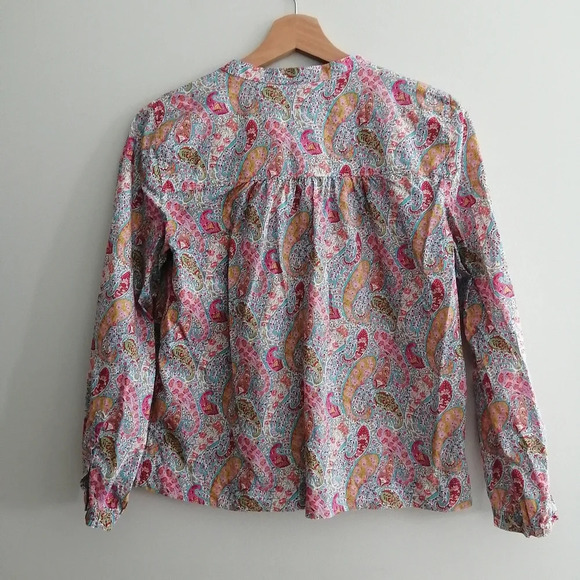 Liberty London Arts Fabrics x J. Crew Colourful Paisley Partial Button Blouse XS - Picture 4 of 16